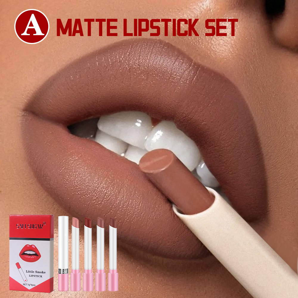 담배 립스틱 세트 4개 진주 광택 오래 지속되는 벨벳  - Beauty Makeup Store 리뷰 및 가격